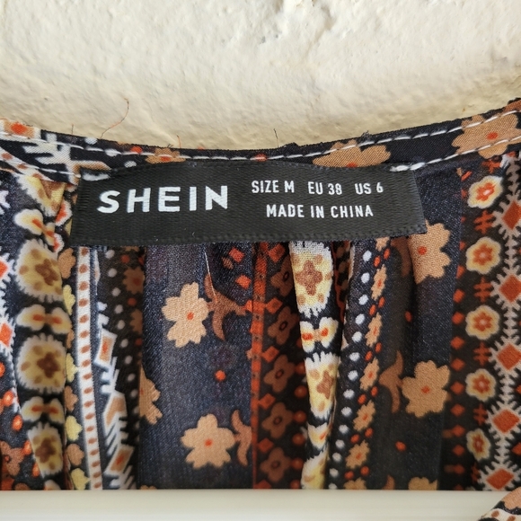 Shein Geo and Striped Print A-Line Dress Tribal Boho - Picture 3 of 11